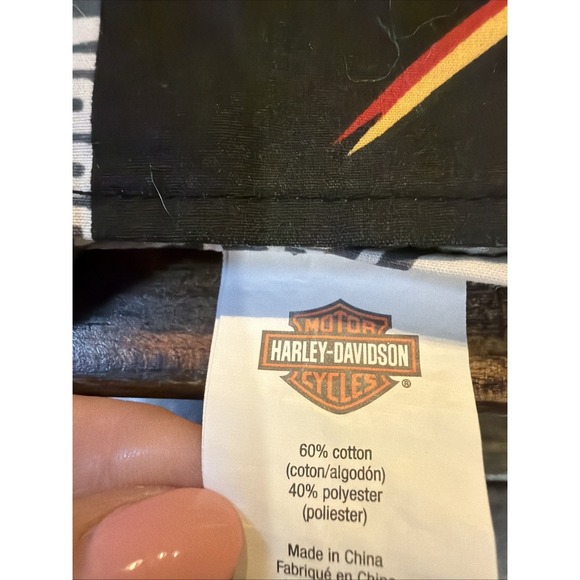 Harley Davidson Twin Sheet Set Flat/ Fitted Flames Logo Motorcycle Bedding - Picture 4 of 12